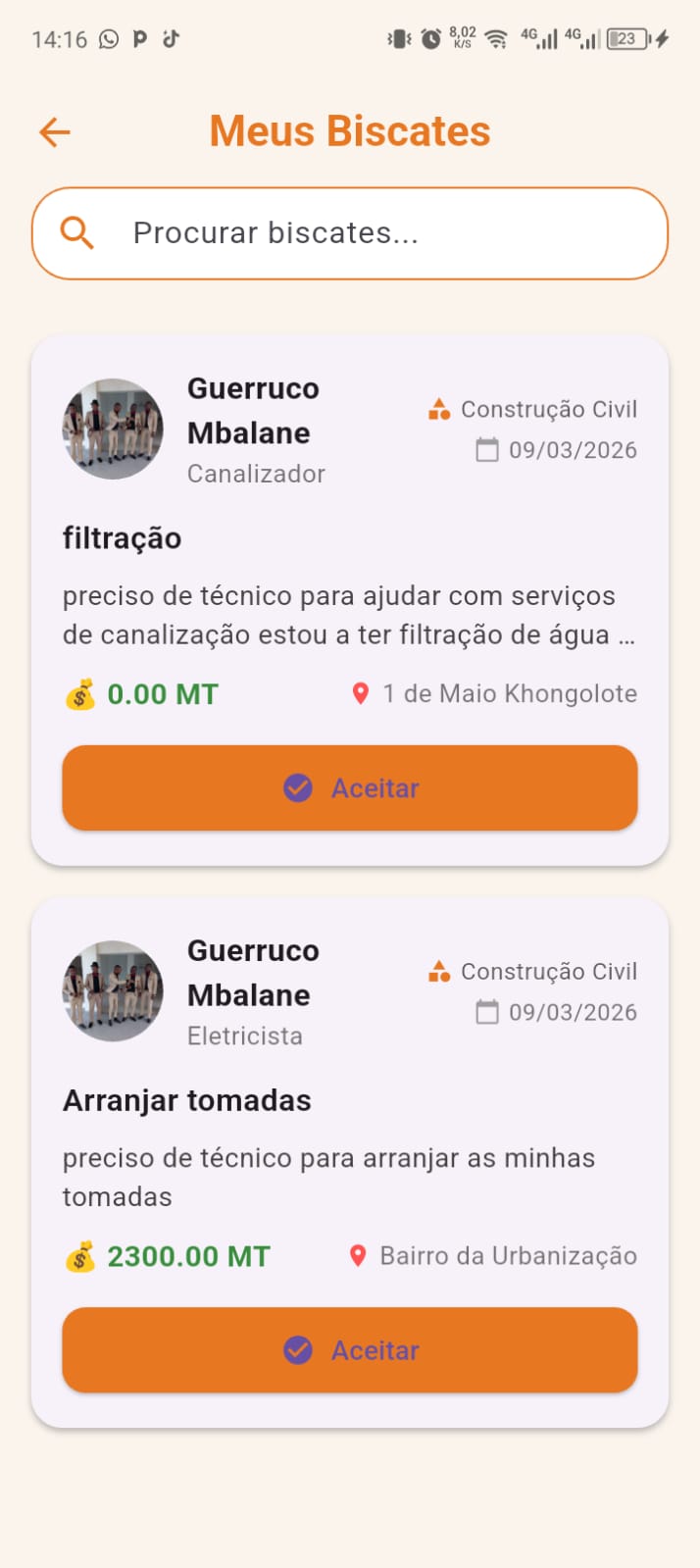 Biscates e Histórico